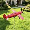 Red Airplane Wind Spinner 3D Kinetic Metal Wind Sculpture 360 Rotating Windmill Stake Yard Art for Front Porch Backyard Lawn Flower Bed Garden Decor