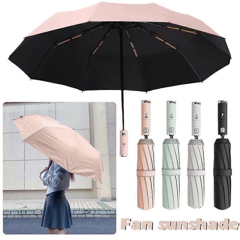 USB Chargeable Foldable Umbrella with Fan Beach Portable UV Umbrella
