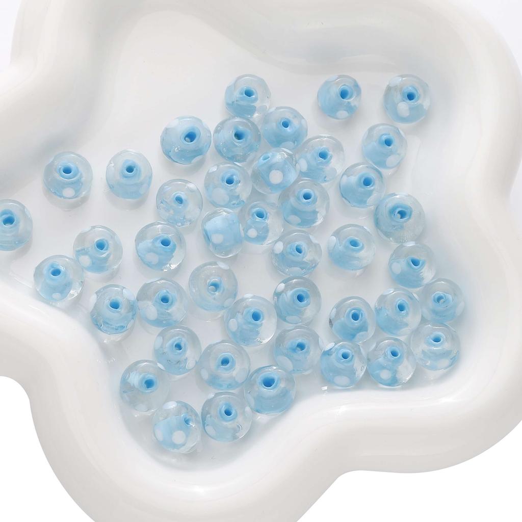 1pc [12x8mm] White Polka Dots Wheel Beads Transparent Flat Round Beads Transparent Glass Wheel Beads DIY Handmade Accessories