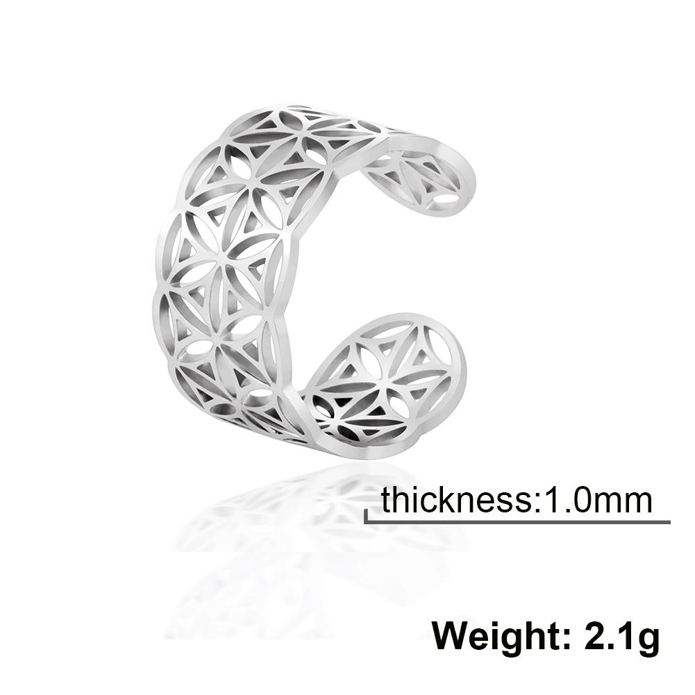 Unift Sacred Geometry Flower of Life Ring Adjustable Stainless Steel Ring Men Women Accessories Vintage Filigree Viking Jewelry