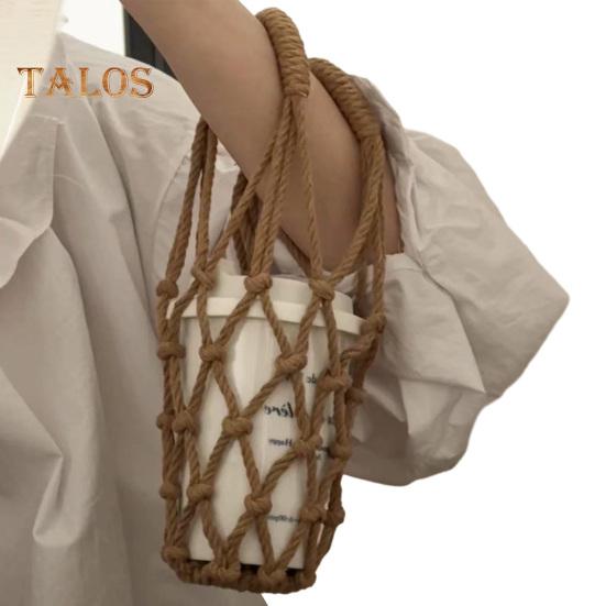 Bolsa bandolera tejida a mano para tazas, portavasos reutilizable tejido a mano, portavasos de té y café frío, fundas decorativas para vasos de agua