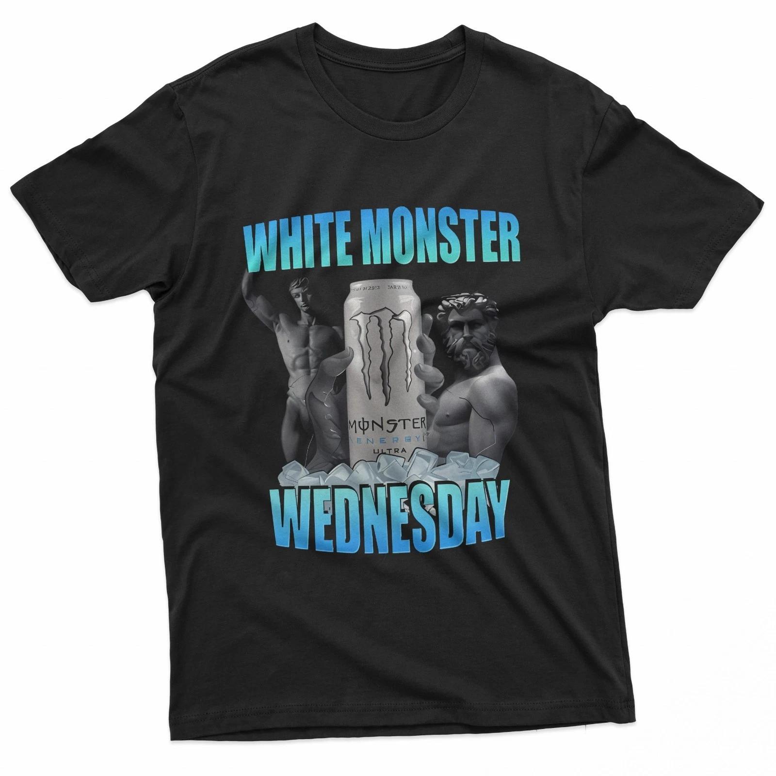 White Monster Wednesday 100% Cotton T-shirt Mens Tees Top L