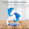 Double Crystal Glass Dolphins Figurines Collectibles, Miniature Handmade Sea Animal Sculpture Statue, Birthday for Women Men Kids, Home Office Desk