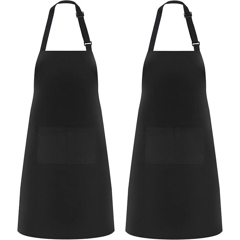 2‑Pack Stain‑Resistant Striped Sleeveless Aprons, Polyester Work Apron Set with Front Pockets for Home Kitchen & Catering