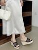 Fashion Square Toe Mesh Woven Design Wedges Slippers Women Summer Fashion Open Toe Slide Sandals Elegant Comfortable Zapatos De Mujer