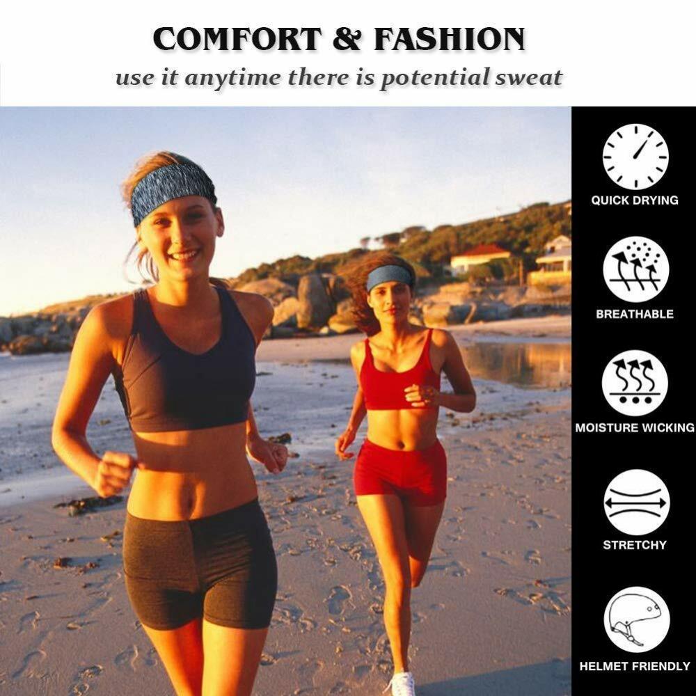 Men Women Yoga Headband Non Slip Sweatband Elastic Hair Band for Workout Running Athletic Wide Turban Headbands
