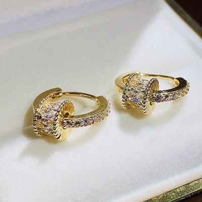 Orecchini a Cerchio Creativi Huitan con Pietra CZ per Donne Lussuosi Orecchini a Cerchio Color Oro Accessori da Sposa Matrimonio Nuovi Gioielli