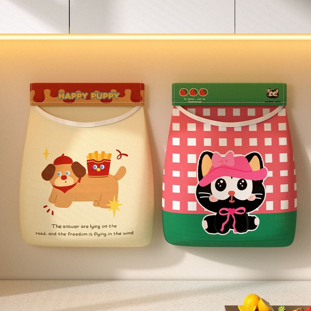 2 шт. Держатель для мусорных пакетов большой вместимости Самоклеящийся Мультяшный Мешок для хранения Игрушка Style B