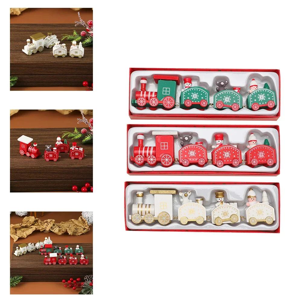 Wooden Christmas Train Holiday Ornaments Charming Holiday Train Decor Mini Train Set Versatile Holiday Decor For Holiday Party China Mainland