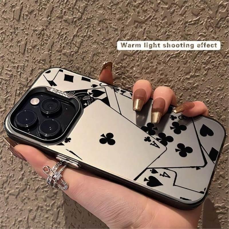 Barevný stříbrný přeshraniční pouzdro na telefon s hracími kartami kompatibilní pro Apple 15 matné 13/15 11 Pro Max kreativní kryt