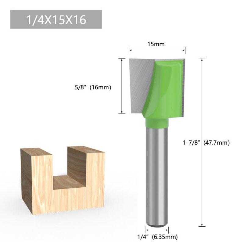 

1 шт., 1/4 дюйма, чистящая нижняя фреза с хвостовиком, прямая фреза, чистая фреза, деревообрабатывающая силовая машина 15mm зелёный