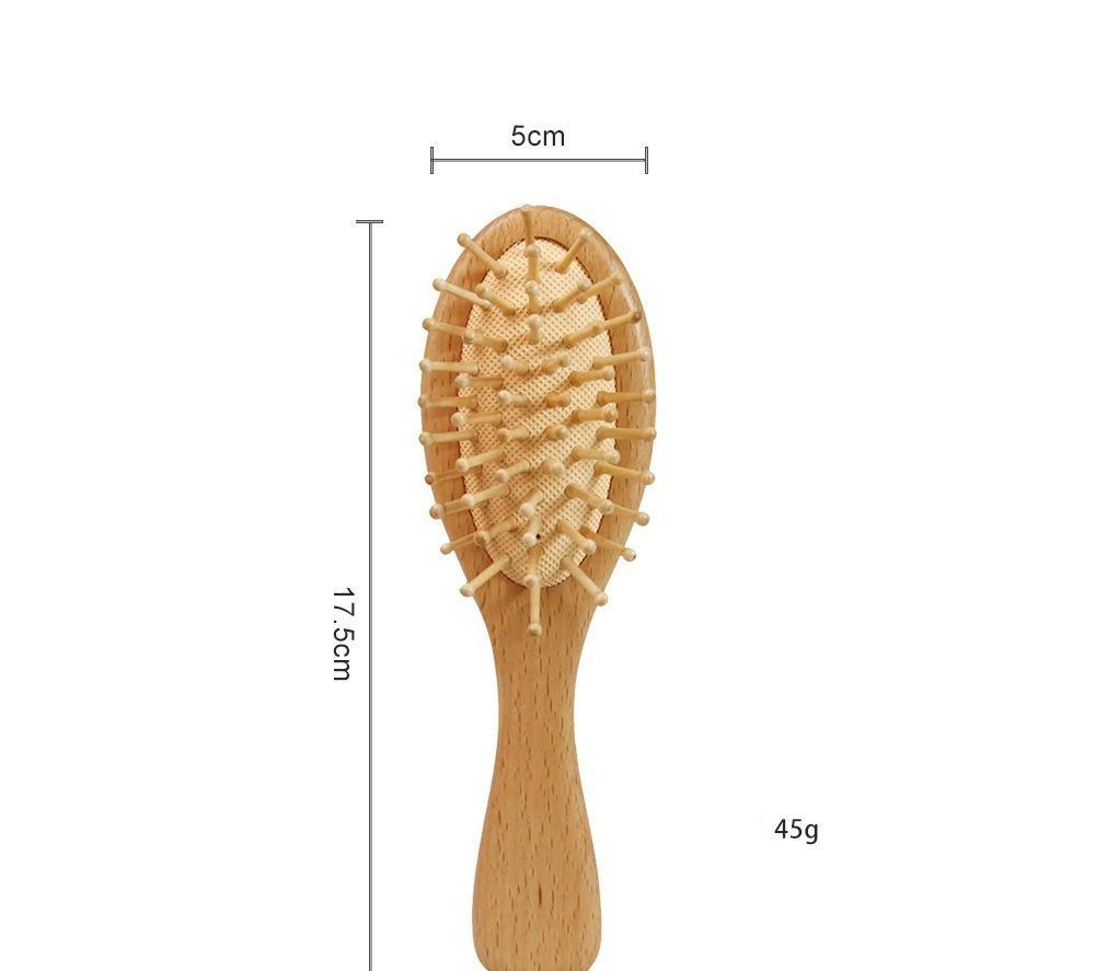 Eco Friendly Natural Beech Wood Compact Waterproof Scalp Massager Paddle Airbag Cushion Hairbrush Detangling Function for Travel