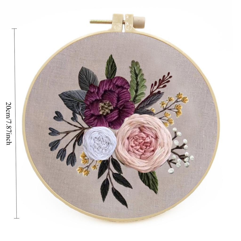 1pc Floral Embroidery DIY Fabric Craft Kit with Tools