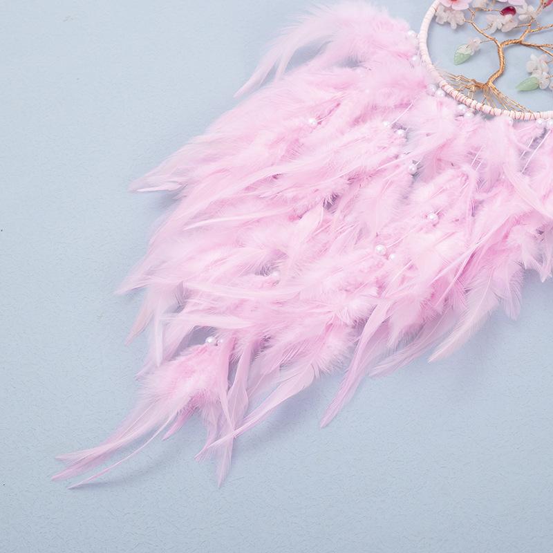 Tree of Life Dream Catcher Handmade Pink Gravel Wall Hangings Feather Craft Home Decor Wind Chimes DreamCatchers Room Decorate