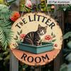 2D Flat, 1pc Vintage Round Aluminum Sign, Cat Toilet, Easy Hanging Decoration for Bedroom, Kitchen, Dining Room - Perfect for Home or Office Gifts