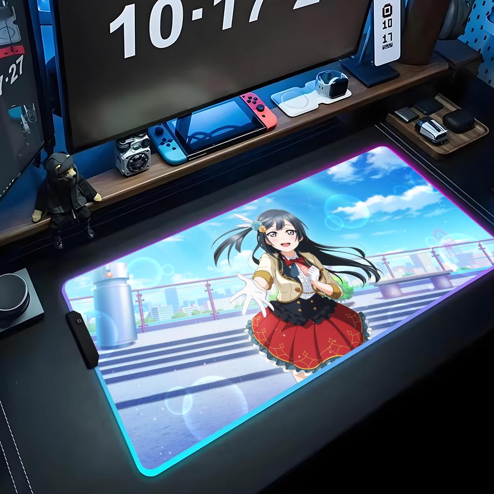 Setsuna yuki Mauspads RGB Gaming-Mauspad Großes LED-Pad PC-Schreibtischunterlage Leuchtendes Mauspads Große Tastaturmatten Tischteppich Mit Hintergrundbeleuchtung