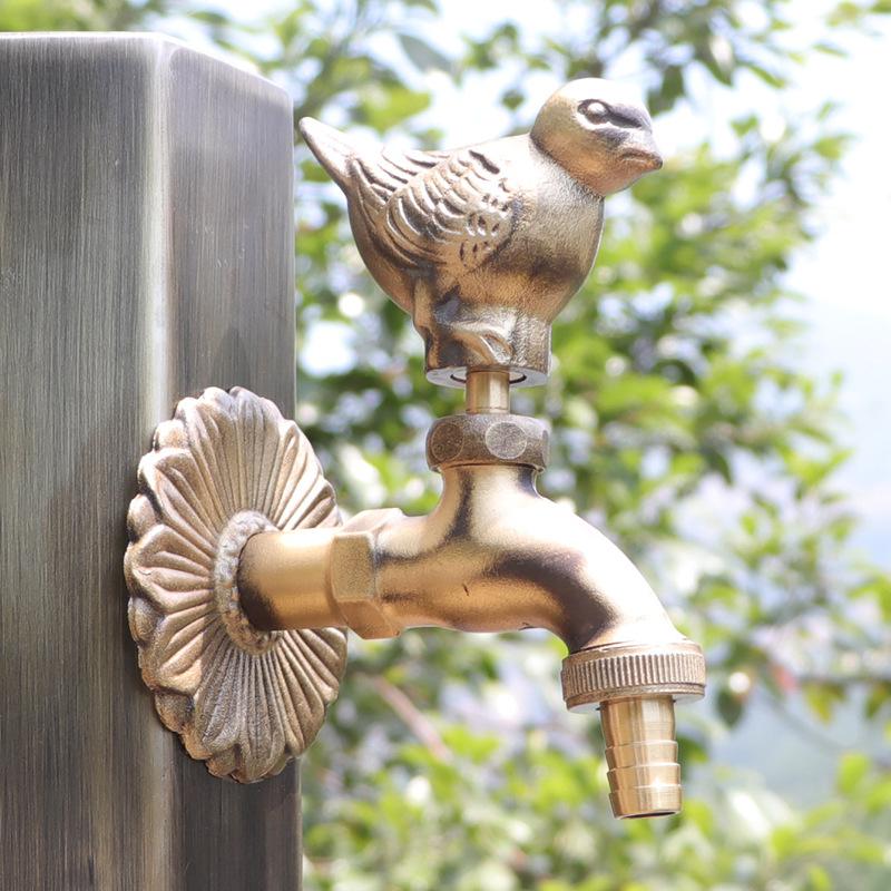 Rubinetto da Giardino Retrò Ottone Antico Scuola Materna Montaggio a Parete Animale Rubinetto Acqua Fredda Rubinetto per Lavabo