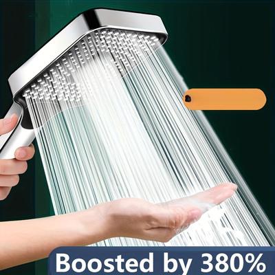 Square Button Shower Head: Super Pressurized Large Nozzle Rain Shower Handheld Showerhead Suitable for Household Water Heaters
