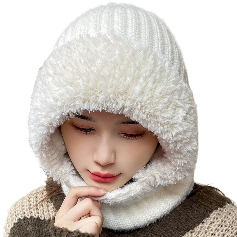 Winter Knitted Balaclava Beanie Hat Warm One Piece Slouchy Fleece Lined Beanie Scarf Mask Hat For Cycling Skiing Thick Skull Cap