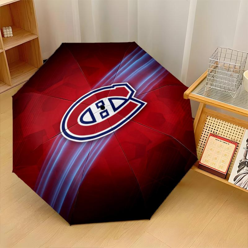 Stampa Montreal Canadiens Auto 8?Ombrello Pieghevole con Stecche Resistente al Vento Leggero Ombrello Automatico per Viaggi Quotidiani