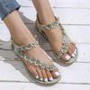 2025 Summer New Flat Bottomed Beach Fashionable Open Toe Versatile Sandals Simple Comfortable Casual Breathable Women's Shoes