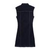 Spring 2025 European & American Style Women's Slim Denim Pleated Sleeveless Mini Dress