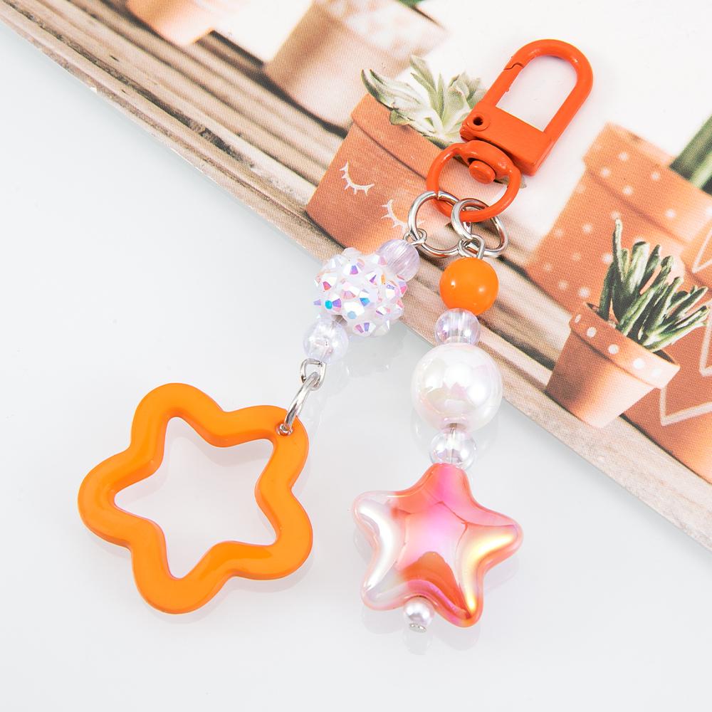 1pc 2pcs Hollow Star Charm Bag Phone Strap Pendant Colorful Acrylic Beads Keychain Accessories Cellphone Lanyard Keyring Jewelry