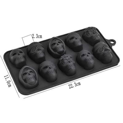 Molde de Cubitos de Hielo de Calavera 10 Rejillas Molde de Hielo de Calavera para Halloween Herramientas de Cocina Reutilizable Accesorio para Hacer Chocolate Helado Y