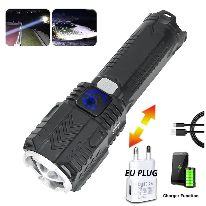 9900LM Powerful LED Flashlight Battery Display USB Rechargeable Light Telescopic Zoom Torch Lamp Outdoor Camping Fishing Lantern