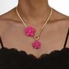 Fashionable and Minimalist Alloy Colorful Flower Pendant Necklace, OT Buckle Snake Bone Chain, Women's Necklace