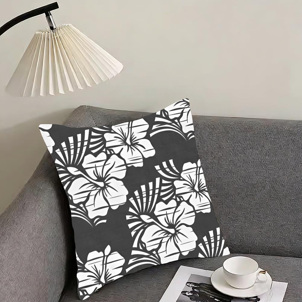 Hawaiian Flowers Cushion Cover Pillowcase Comfort Sofa Bed Silky Elegant Invisible Zipper Decorative Cushion Cover