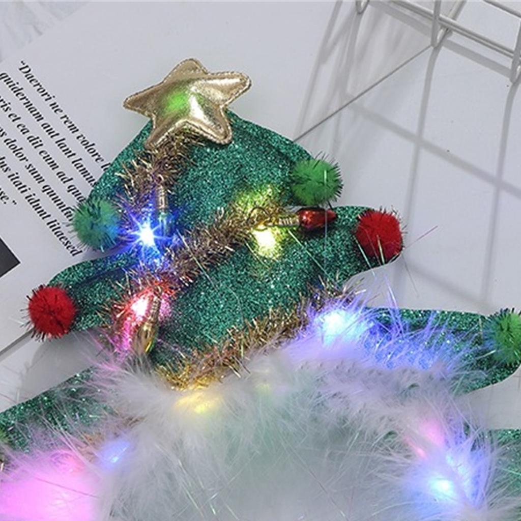 LED Christmas Tree Headband Eye Catching Cosplay Hair Accessory for Men Women and Children Wedding New Year Present