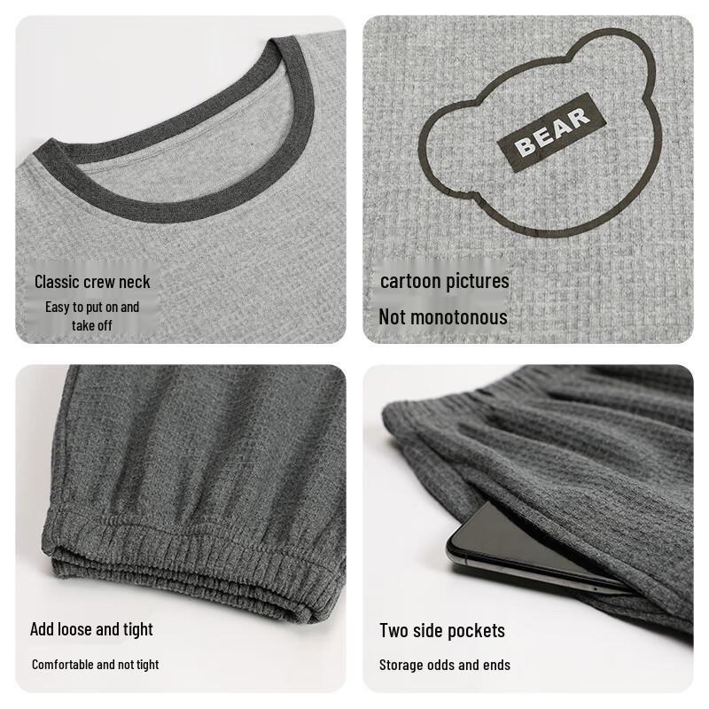 Men's 100% Cotton Long-Sleeve Pajama Set for Autumn/Winter