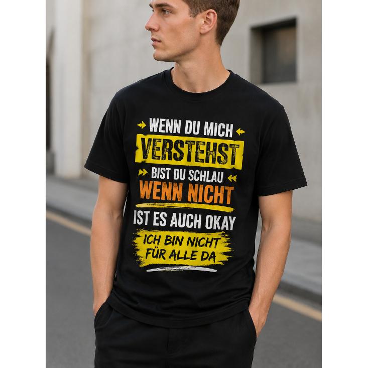 Men's German Slogan T-Shirt Casual Short Sleeve Crew Neck Soft Cotton Blend Funny Graphic Tee for Daily Wear Street Style