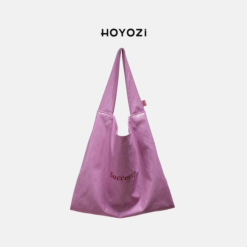 

[Xiaoyoujia Bag] Hoyozi Mist Rose Original Spring and Summer Idle Style Large Capacity Tote Shoulder Bag Su Mei Powder [In Stock]]