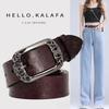 Belt Women's Versatile, New Retro Pin Buckle Printed Belt Fashion Casual Decoration Jeans Belt