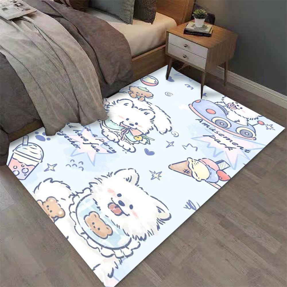 Kawaii Niedliche Hunde Druck Teppich für Zuhause Wohnzimmer Schlafzimmer Sofa Fußmatte Dekor Großer Flächenteppich Rutschfeste Bodenmatte Modisch