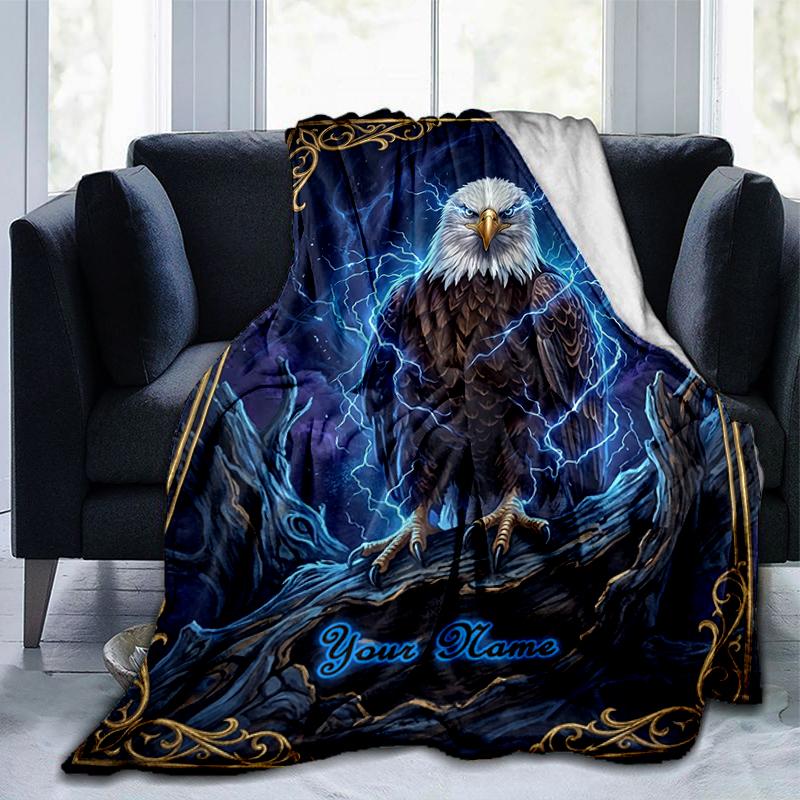 1PC Custom Name Eagle Power Fantasy Artwork Blanket Versatile,all-season Throw Suitable for the Living Room,bedroom,camping,travel,and Gift