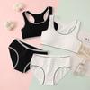 Teen Girls' Wireless Cotton Bra Set Puberty Training Camisole Sports Bra for Junior High Students