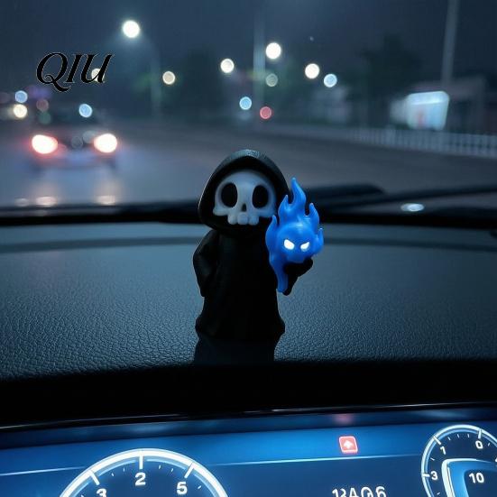 Creative Halloween Design Mini Grim Reaper Statue, 3D Printed Skull Fun Accessories Figurine for Tabletop, Desk, Shelf Home Decor Gothic