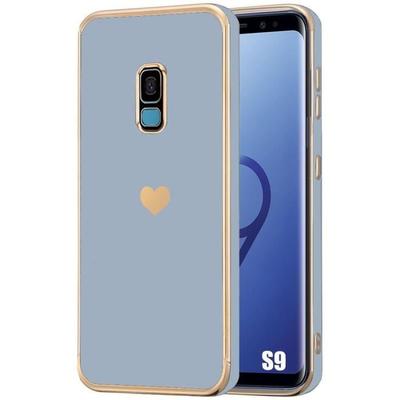 Coque - Samsung - Galaxy S9 - Silicone Liquide - Motif Cœur Doré - Protection Antichoc