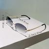 Rimless Oval Sunglasses Men Fashion Gradient Decor Shades Women  New Trendy Vintage Brand Design Casual Sun Glasses