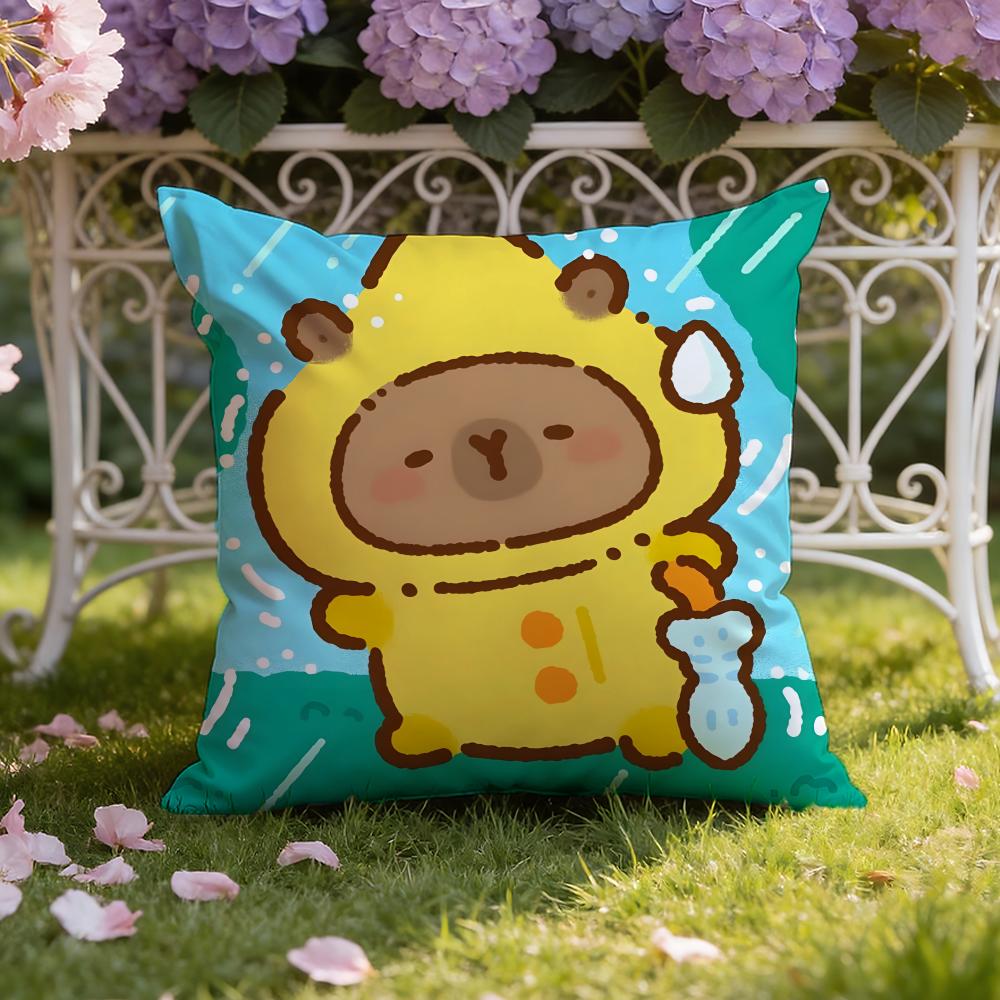 Cute C-Capybara Cushion Cover Home & Car Dual-Scene Pillow Cover: Reversible for Premium Comfort