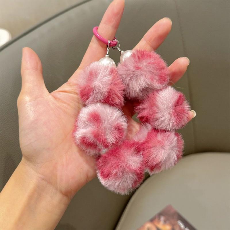 Cute Hairy Leopard Print Mobile Phone Lanyard Wrist Strap Lady Hand-Held Chain Short Anti-Lost Cell Phone Keychain Pendant