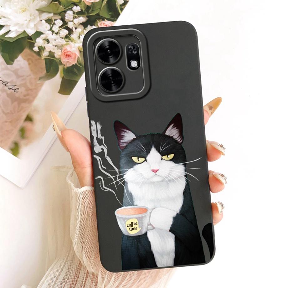 Soft Liquid Silicone Phone Case For Honor X6D Play 60A Black Cat Cartoon Dragon Animals Pattern Bumper For Enjoy 60A Back Cover