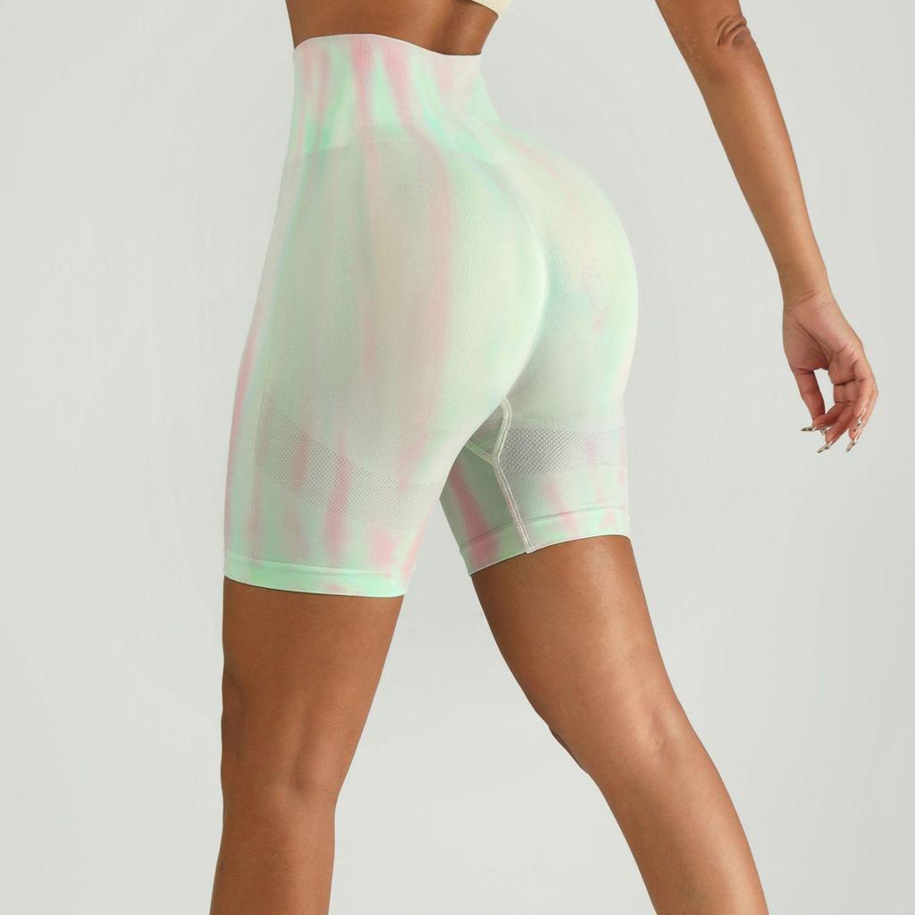 Women's Colorful Aurora Honey Butt Lifting Yoga Shorts - Quick-drying Gradient Fitness Three-quarter Sports Pants