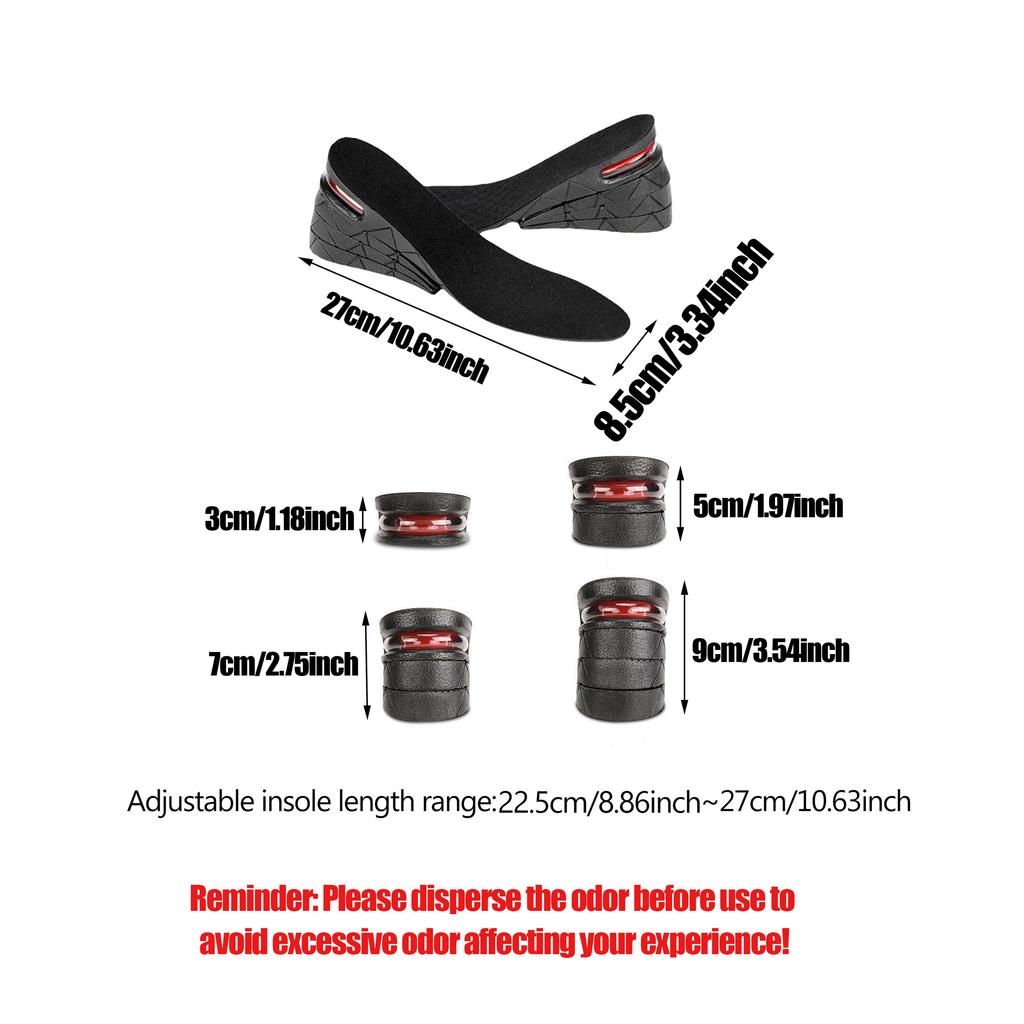 1 pair - Height Boosting Invisible Insoles - Adjustable Shoe Heel Cushion for Taller Support, Comfort and Shock Absorption