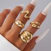 4Pcs/Set Fashion Copper Color Irregular Geometric Open Rings For Women Men Punk Metal Adjustable Knuckle Joint Ring Zircon