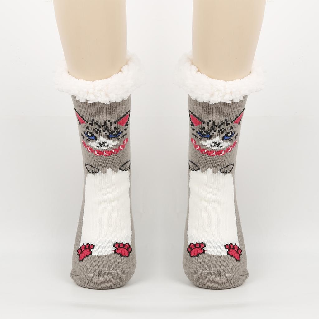 Women's Foot Covering Warm And Velvet Socks Cute Sleep Socks Home Mid Tube Floor Socks