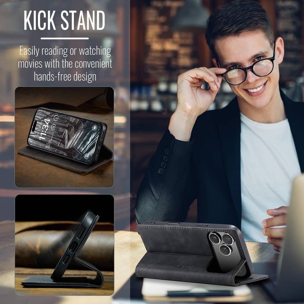 For iPhone 18 Pro Max 18 Pro Flip Wallet Case Luxury Leather Magnetic Folio Book Cover Card Holder Kickstand Shockproof Cover
